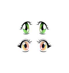 Manga face colorful eyes in anime style Royalty Free Vector