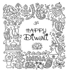 Indian diwali festival holiday sketch for your Vector Image