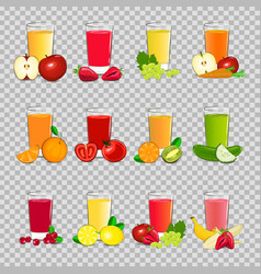 Set of fresh fruit and vegetable juice Royalty Free Vector
