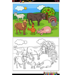 Girl at the farm feeding the chickens Royalty Free Vector