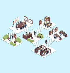 Isometric Business Offices With Staff 3d Vector Image