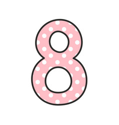 Number 7 with white polka dots on pastel pink Vector Image