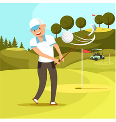 Hit golf ball icon cartoon style Royalty Free Vector Image