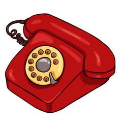 Cartoon classic red rotary telephone Royalty Free Vector