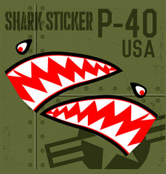 Flying tiger shark mouth sticker vinyl on green Vector Image