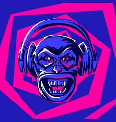 Gorilla with headphones Royalty Free Vector Image