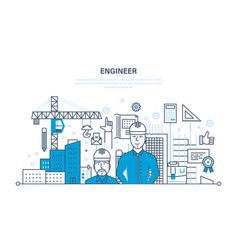 Construction worker silhouette at graphs Vector Image