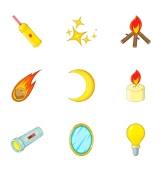 Luminous objects icons set cartoon style Vector Image