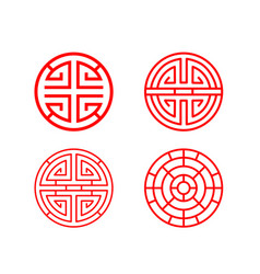 Chinese traditional art blank frame red circle Vector Image