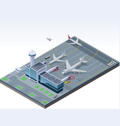 Isometric low poly desert airport Royalty Free Vector Image