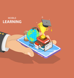 3d isometric flat concept mobile Royalty Free Vector Image