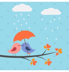 Birds under umbrella Royalty Free Vector Image