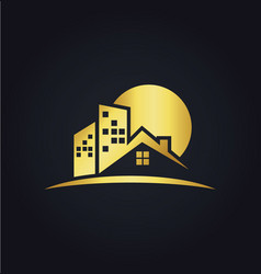 House icon business gold logo Royalty Free Vector Image