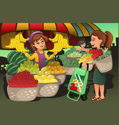 Farmers market scene Royalty Free Vector Image