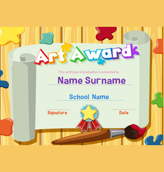 Certificate template for art award with color Vector Image