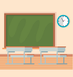 Academic classroom with desks and blackboard Vector Image