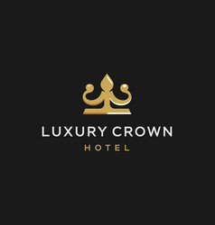 Royal hotel with crown icon luxury logo Royalty Free Vector