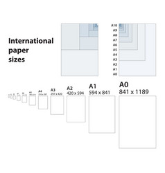 Paper sizes a1 a2 a3 a4 a5 a6 a7 a8 Royalty Free Vector