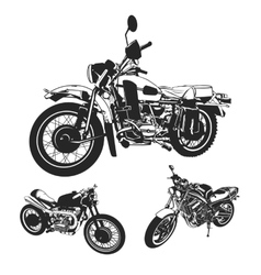 Old vintage motorcycle set Royalty Free Vector Image