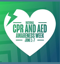 National cpr and aed awareness week holiday Vector Image