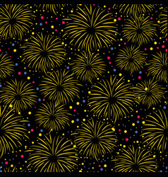 Firework seamless pattern gold foil black Vector Image