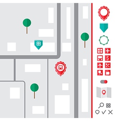 Urban map with a set of pointer icons Royalty Free Vector