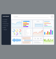 Dashboard ui and ux kit bar chart and line graph Vector Image