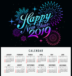 Happy new year 2019 message with firework Vector Image