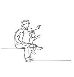 Parenting family concept one line drawing of Vector Image