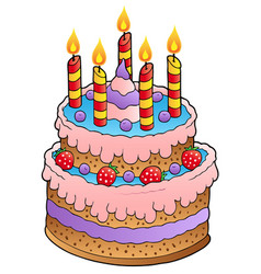 Big cartoon birthday cake Royalty Free Vector Image