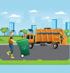 Cartoon garbage trucks Royalty Free Vector Image