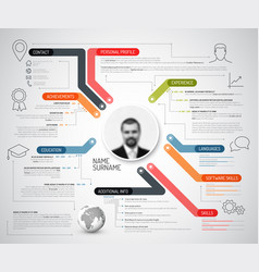 Cv resume template dashboard Royalty Free Vector Image