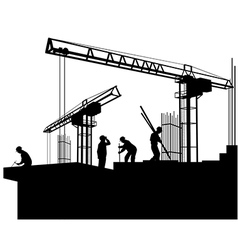 Construction sites with buildings and cranes Vector Image