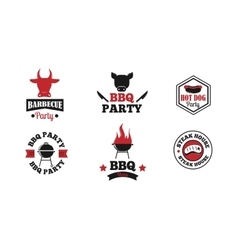 Barbecue party logo round linear logo bbq Vector Image
