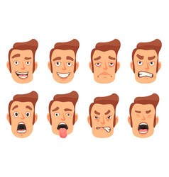 Face expressions cartoon man character with set Vector Image