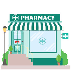 Facade pharmacy store with a signboard awning and Vector Image