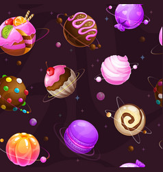 Seamless pattern with cute cartoon funny planets Vector Image
