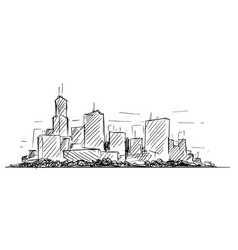 Drawing generic modern high rise buildings Vector Image