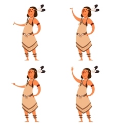 Cute woman indian tribal cartoon Royalty Free Vector Image