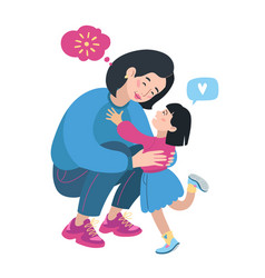 Mom and daughter family portrait asian chinese Vector Image