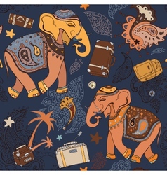 Seamless retro elephant pattern Royalty Free Vector Image