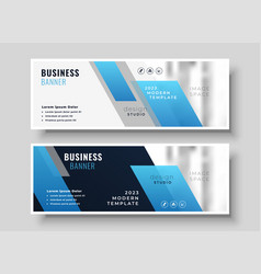 Modern business presentation banner in blue Vector Image