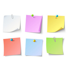 White paper notes on red thumbtack top view note Vector Image