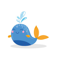 Whale icon on the blue baground Royalty Free Vector Image