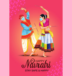 Garba night poster for navratri dussehra festival Vector Image