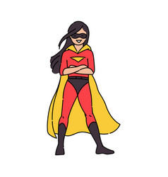 Female superhero with long hair and flying cloak Vector Image