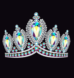 A shiny crown tiara with precious stones and the Vector Image