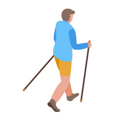 Nordic walking trekking icon isometric style Vector Image