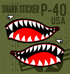 Flying tiger shark mouth sticker vinyl on green Vector Image