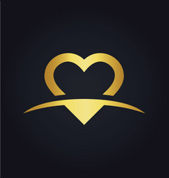 Heart love family gold logo Royalty Free Vector Image